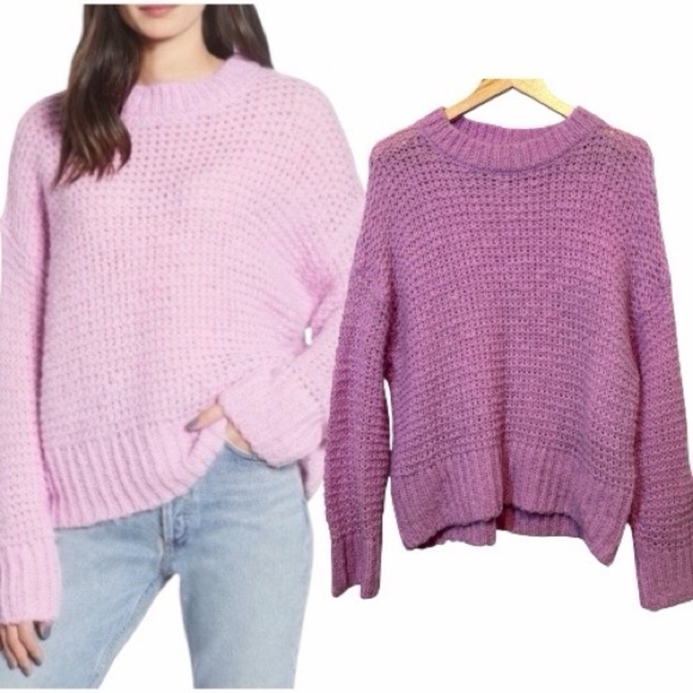 Chelsea28 Purple Tulip Crewneck Chunky Sweater Size S